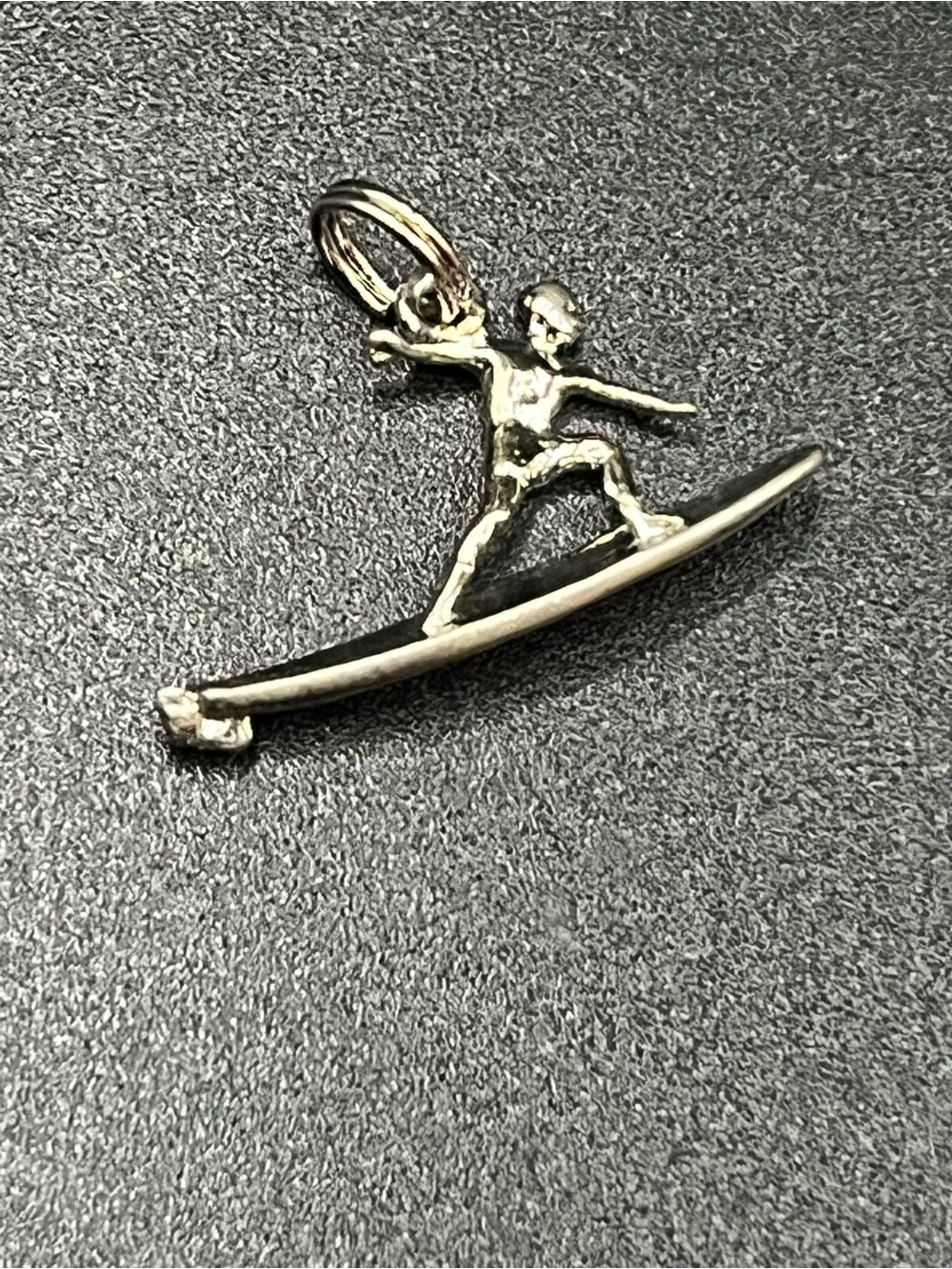 Sterling Silver Surfer Pendant Charm - Silver